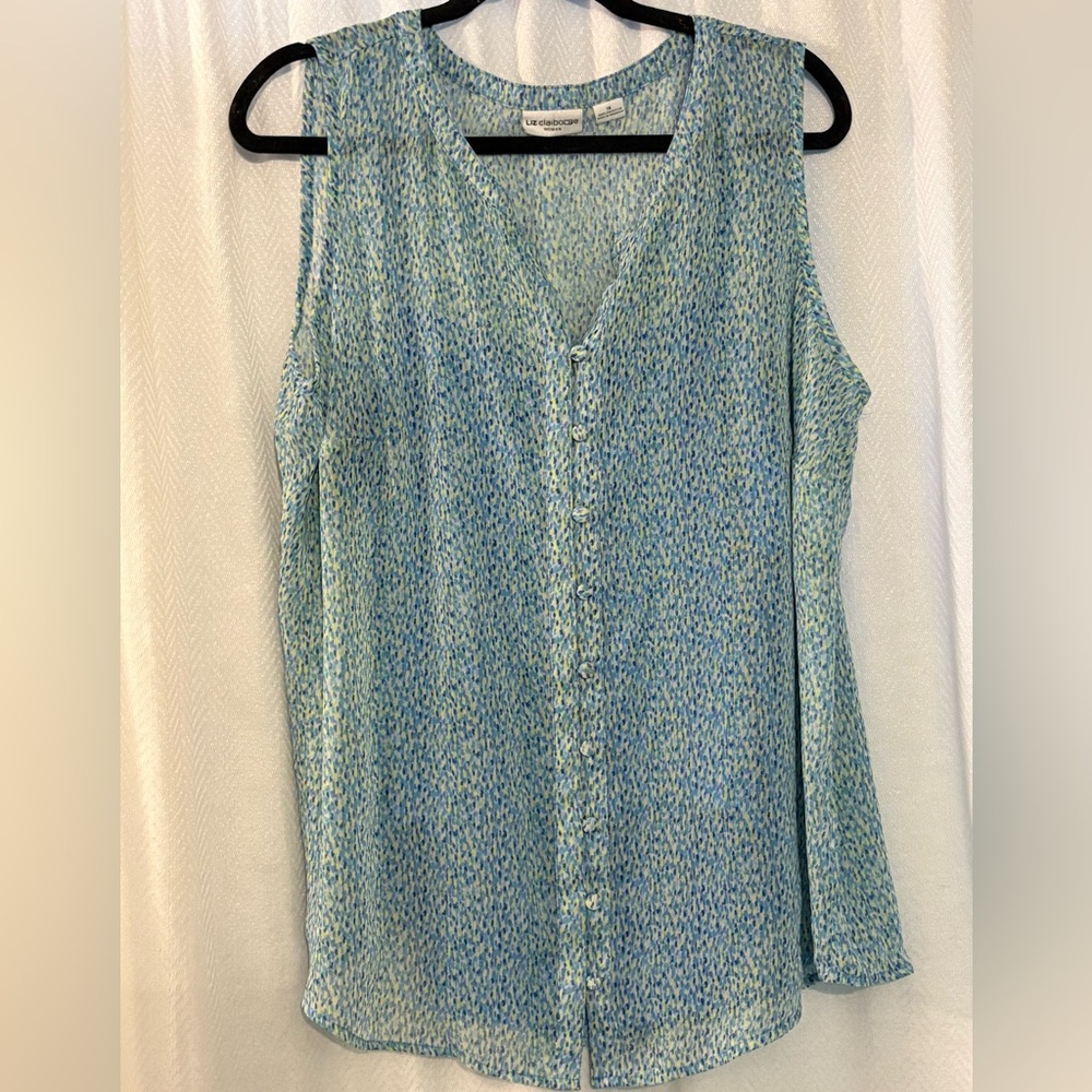 Liz Claiborne Blue Sleeveless Blouse